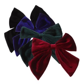 Vaguelly 4 pcs Large Bow Hair Clips for Little Decorative Sturdy and Hair Accessories in Black Burgundy Navy and Dark Green for Stylish Hairstyles and