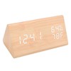 Triangular Digital Wooden Clock Time Date Temperature Humidity Display Alarm