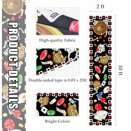 MUNILAIL 10 ft Casino Floor Runner Casino Party Decorations Long Poker Runner Rugs for Game Day Birthday Party Supplies Casino Table Runner