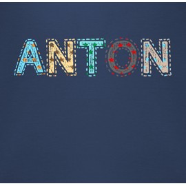 Kinderzeuch - BZ12 Baby Bib Gift Birth - Boy - Name - Anton Star Colourful, 1 Navy Blue