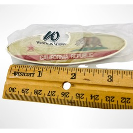 California State Flag Bottle Opener Fridge Magnet Metal Bahamian Longboard Surf Board Design with Shark Bite Opening Feature Souvenir, 4 Inch