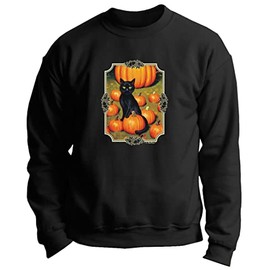 Fall Clothes for Women Black Cat in A Pumpkin Patch Premium Crewneck Sweatshirt 2X-Large Black