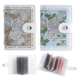 KASESSS Women's Credit Card Holder, PU Leather, Small Credit Card Holder, Soft Card Wallet with 22 Compartments, Card Holder, Wallet for Everyday Travel, Light blue, light grey, Fashionable