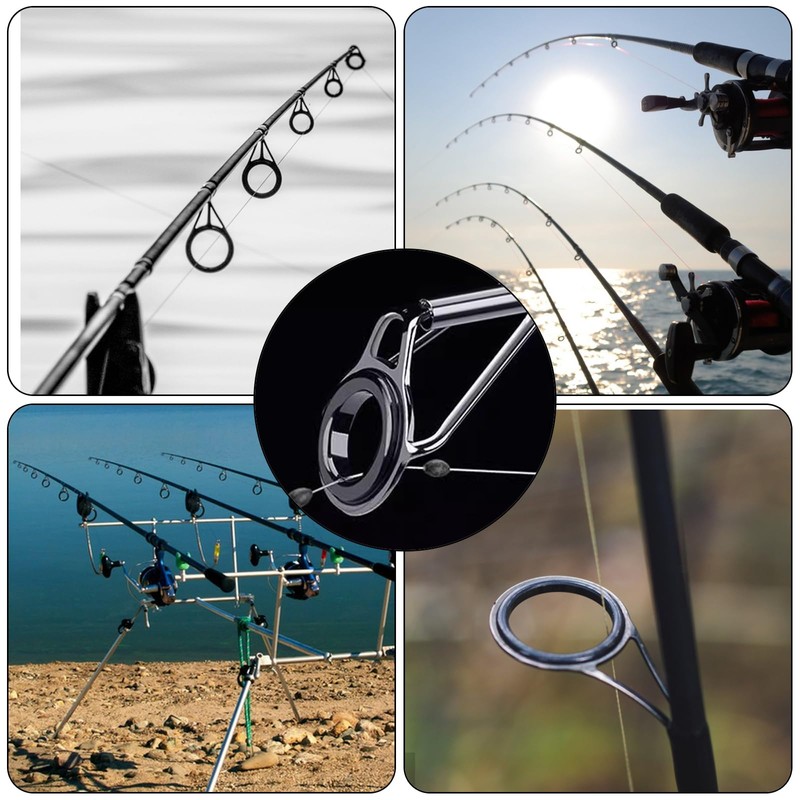 Annyswit 60 Pcs/11 Size Fishing Rod Eyes Repair Kit with