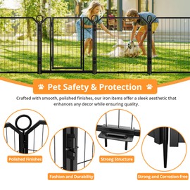 GarveeLife Steel Angled Pet Fence,Puppy Playpen, Dog Play Pen Indoors/Outdoor, 24 Inch 16 Panels Dog Pen for Puppies and Small Dogs