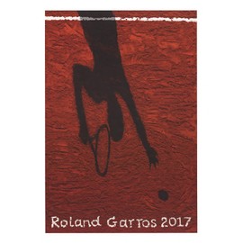 VIK Muniz Roland Garros French Open 31.5" x 23.5" Poster 2017 Contemporary Red, Black & White Tennis, Clay, Court, Racqu