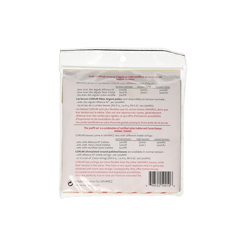 Savarez 500PR Corum Cristal Classical Guitar Strings, Standard Tension, Blue