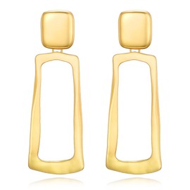 Matte Gold Rectangle Clip On Earrings Geometry Clip Earrings for Women