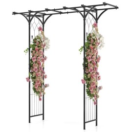 6.8 Feet Garden Arbor with Trellises for Climbing Plants for Rose Vine Fencing & Gatescolor: Black Color