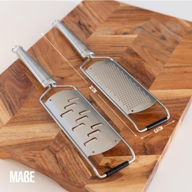 Steel-Function Set of 2 Stainless Steel Kitchen Graters with Ergonomic Handle Multifunctional Set as Parmesan Grater, Cheese Grater, Kitchen Grater Hand in Stylish Look