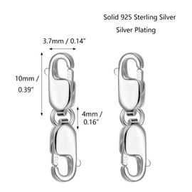 ALEXCRAFT Pack of 2 chain clasps, silver 925 jewellery clasp for bracelets, chains, necklaces, silver, DIY jewellery making