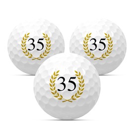Golf Balls "35" for Birthdays, Set of 3, Golf Gift, Golf Birthday Gift, Gift Idea, Anniversary, Happy Birthday, 18 20 22 25 30 33 40 44 45 50 55 60 65 66 70 75 77 80 85 88 90 (35)