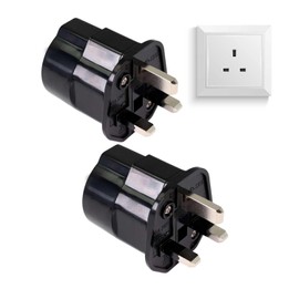OcioDual 2 x European to UK Plug Adapter, Travel Plug Adapter, Type C, E and F to Type G Plug, Model YD-1310, 250V/13A Black, 2-Pin to 3-Pin Converter, CE/RoHS Certification