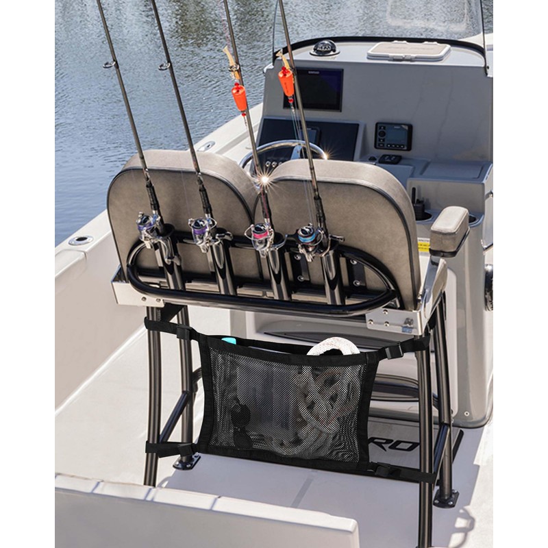 PLOZANO Boat Storage Bag, Adjustable Organizer, Mesh Tackle & Life
