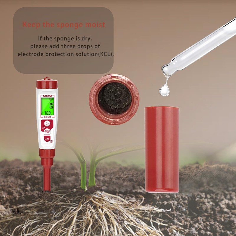 GIDIGI Soil pH Meter Replaceable Probe,Red pH Replacement Electrode with