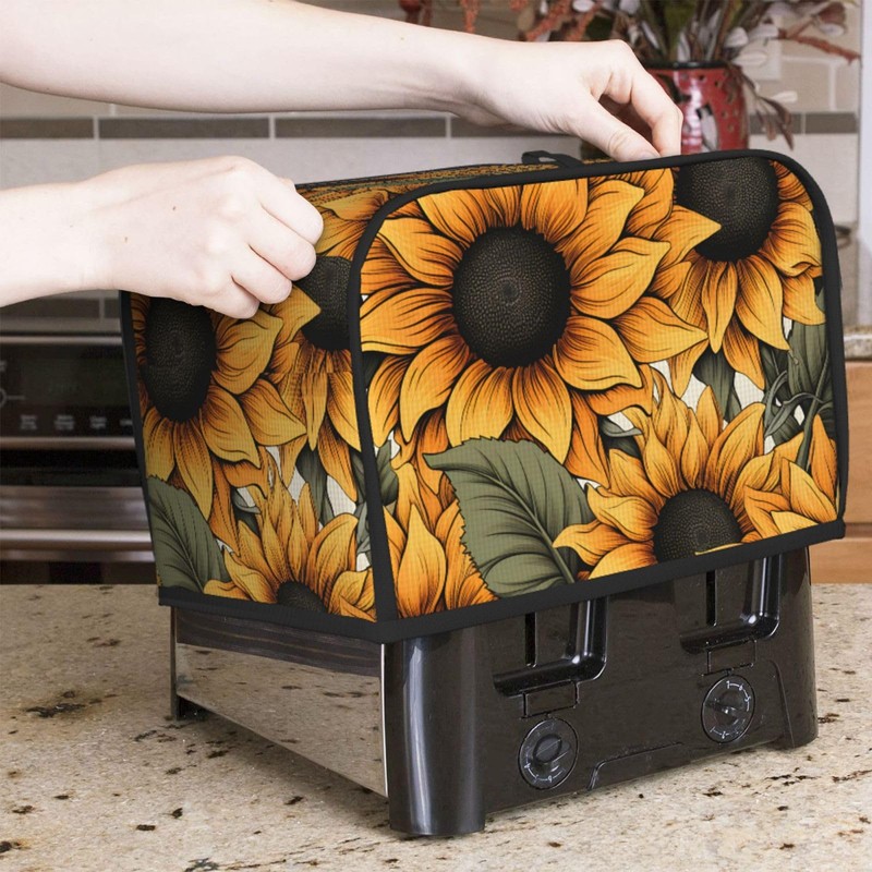 JXDXHCW Sunflower Pattern 2 Slice Toaster Cover Wide Slot Dustproof