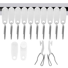 Aifeier ET 50 Pcs White Traverse Rod Slide Curtain Track Slide Hooks and Metal Curtain Hooks Window Curtain Accessories for Windows and Shower Curtains