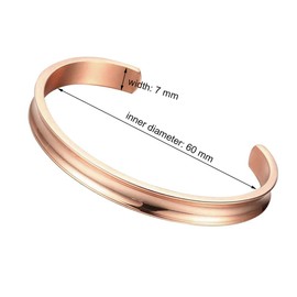 WUSUANED Hair Tie Bracelet Stainless Steel Grooved Cuff Bangle Gift for her (Rose gold)
