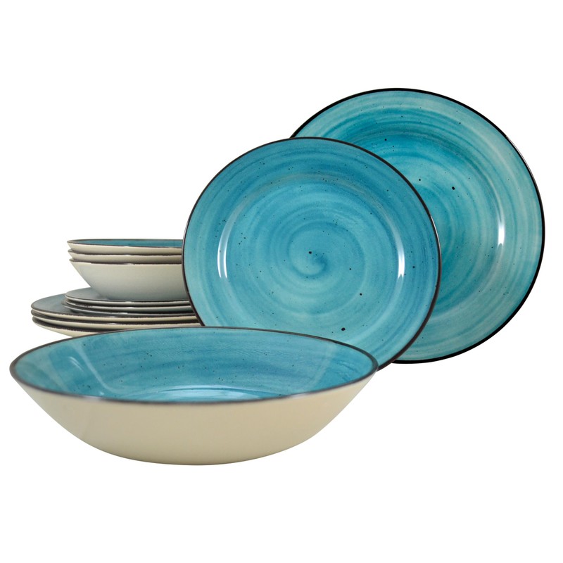 Tudor Royal 12-Piece Porcelain Round Dinnerware Set, Service for 4,