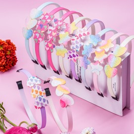 Diademas de corazón con purpurina para niñas, 10 diademas de estrella arcoíris para niñas y niños pequeños, diadema de purpurina arcoíris con dientes