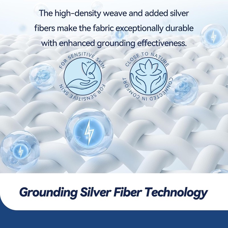 Nayoroom Queen Earthing Sheet: Pure Silver-Infused 90% Organic Cotton, 21"
