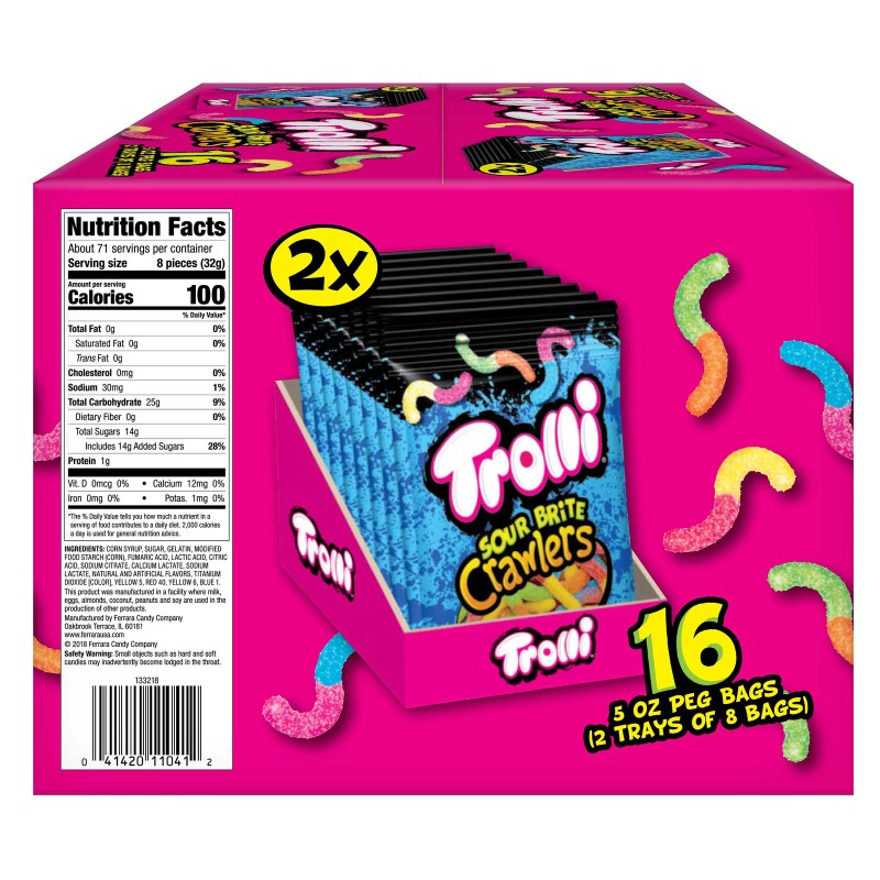 Trolli Sour Brite Crawlers Candy, 5 Oz, 16-Count