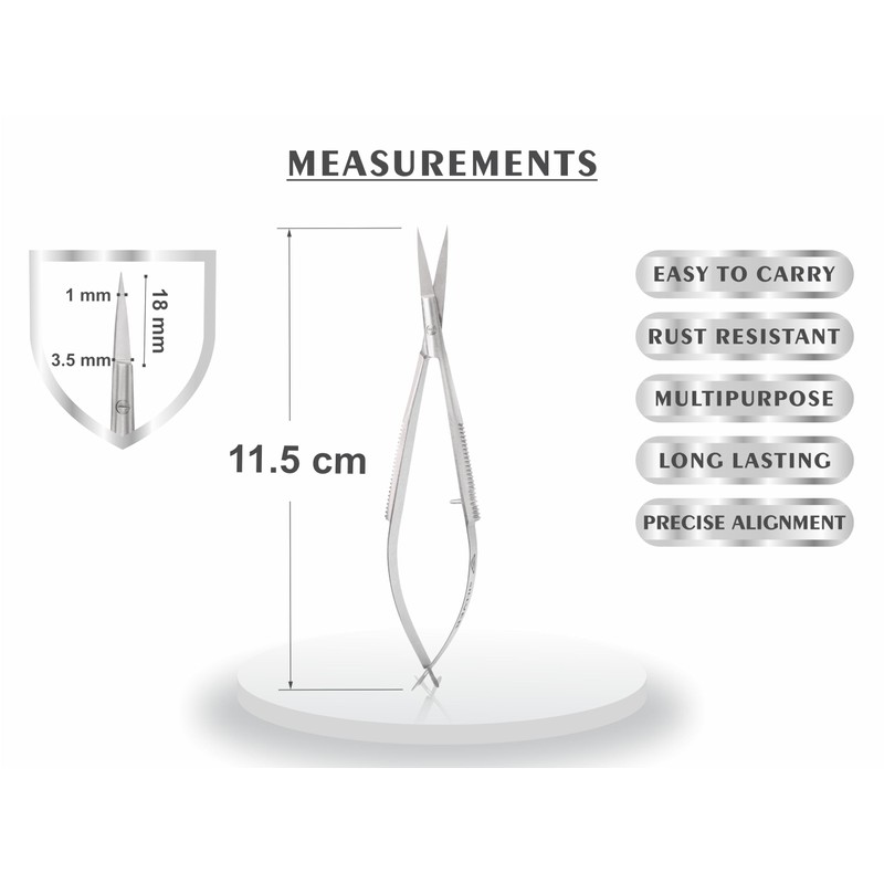 Cuticle Scissors Extra Fine Curved Eyebrow Scissors, Professional Ultra Sharp