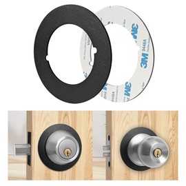 MOSECYOU Door Knob Plates Round Version, Matte Black, Door Reinforcement Plate, Door Handle Cover Filler Fixing Repair Backplate, Scar Plates for Door Knob/Deadbolt (4 Pcs, Matte Black)