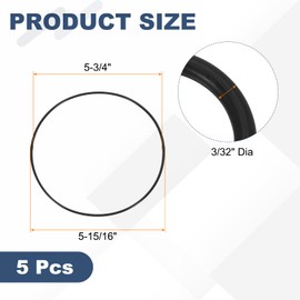 sourcing map 5Pcs AS-162 O-rings, Nitrile Rubber O-Rings 5-3/4" ID, 5-15/16" OD, 3/32" Width Round Sealing Gasket for Automotive Machine Plumbing Sealing Repair (70 Durometer, Black)
