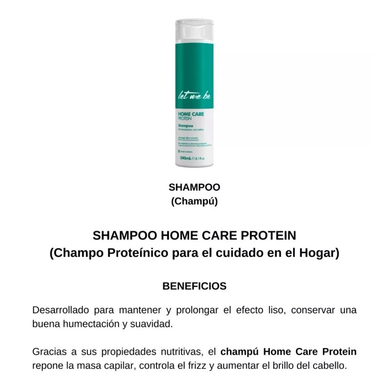 Let Me Be Post-alisado Hidratante Champú Home Care Protein Let