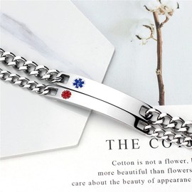 ZKXXJ Emergency Medical Alert ID Bracelets for Men Women Adrenal Insufficiency Stainless Steel Link Chain Bracelet Identification Charms Health Awareness Jewelry Gifts for Him Her