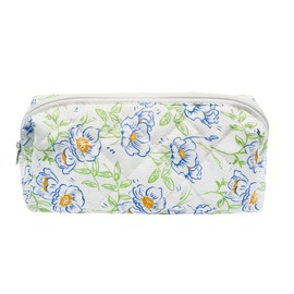 LJCZKA Pencil Case Flowers Aesthetic for Girls Women Small Cosmetic Bag Quilted Flowers for School College Travel, blue-green flower, pencil case