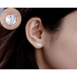 Bellitia Jewelry Sterling Silver Earrings Solitaire Women's Stud Earrings 925 Small Earrings Simulated Diamond Women Earring 3/4/5/6/mm for Women Girls, Sterling Silver, Cubic Zirconia