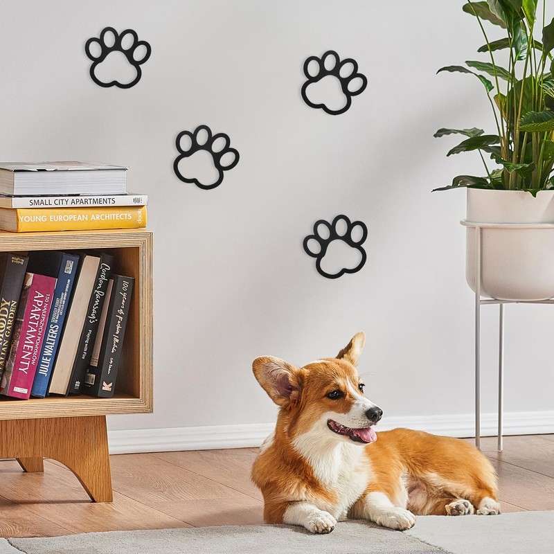 ASUNFO 4 Pcs Metal Paw Print Wall Decor Dog Room