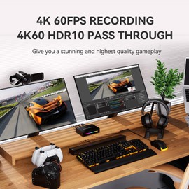 Ezcap360 Game Capture Card, HDMI to USB 3.0, 4K 30FPS and 1080p 60FPS Video Recording Device, Compatible with Windows, Mac, and Linux, Ideal for Streaming, Gaming, and Video Conferencing