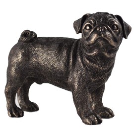 Fiesta Studios Pug Standing Cold Cast Bronze Sculpture Dog Home Decor or Gift Idea H8cm