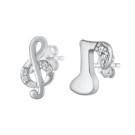 Sterling Silver Musician Music Note Treble Clef Choir Instrument Earrings 925