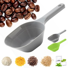 2PACK Dog-Cat Food-Scoop Measuring-Cup,1 Cup Capacity Versatile Plastic Pet Food Scoop with Measuring Lines 1 Cup and 1/2 Cup for Precise Portion Control (Grey and Green)