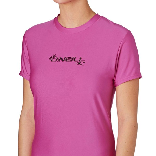 O'NEILL Womens Basic Skins Short Sleeve Rash T-Shirt Tee T Shirt Top Fox Pink Slim Fit - UV Sun Protection and SPF Properties