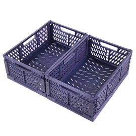Spesh 2 Pcs Collapsible Storage Boxes Mini Storage Crates Stackable Storage Baskets Plastic Foldable Crates for Desk, Shelf, Drawer(Blue, 30*20*12cm)