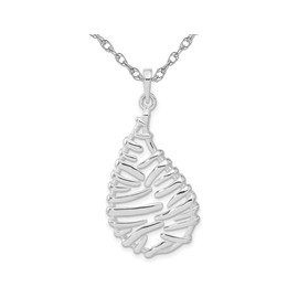 Sterling Silver Polished Teardrop Necklace Pendant with Chain