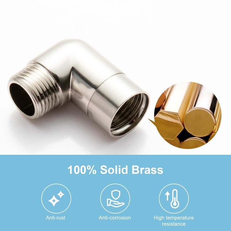 OFFO Shower Head Elbow Adapter, Brushed Nickel All Metal Handheld