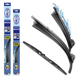 alca® Windscreen Wiper Set with Rear Wiper for Dacia Sandero (06.2008-09.2012) Super Flat Bar Wiper Front and Rear Wiper
