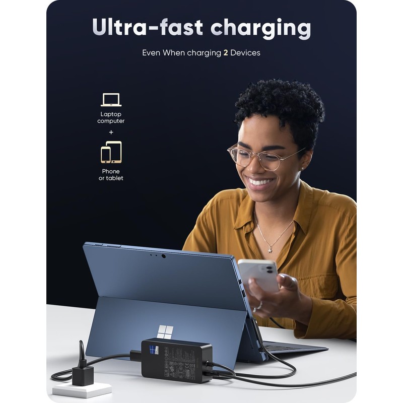 Surface Pro Charger,65W Surface Charger for Surface Pro 3/4/5/6/7/7+/8/9, Surface