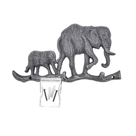 your castle Decorative Wall Hook with Elephant Motif, Cast Iron, with 3 Hooks, Approx. 22 x 13 cm