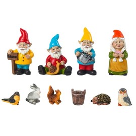 SagaSave Dwarf Decoration Set, Hand-Painted Resin Figurine, Miniature Funny Gnomes Elf Fairy Garden Decor for Yard Lawn Indoor Outdoor (Set of 10)