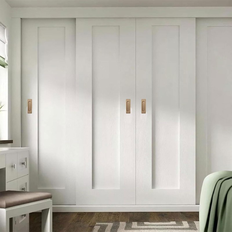 MOROBOR Self-Stick Rectangular Sliding Door Pulls, 2pcs Aluminum Alloy Flush