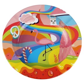 Ashtray made of pewter in various designs, diameter 13.5 cm (Crazy Flamingo)