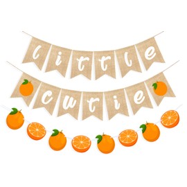 Uniwish Burlap Little Cutie Banner for Little Cutie Baby Shower Decorations Orange Garland Citrus Banner Orange Theme Birthday Party Decorations Indoor Outdoor Decor