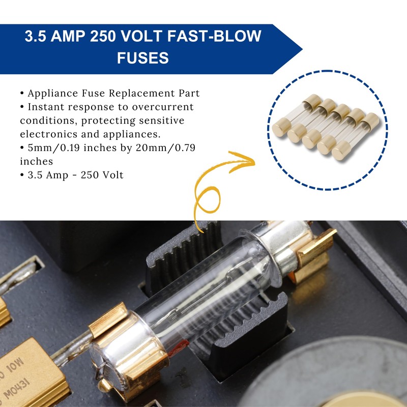 3.5A (3.5 Amp) GMA Glass Fuses, 5x20mm (0.20 x 0.79inches),